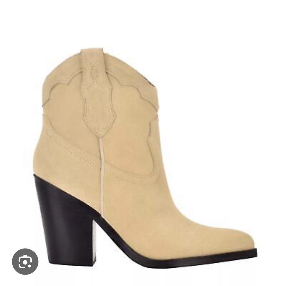Marc Fisher Gona Suede Pointed Toe Western Cowgirl Booties